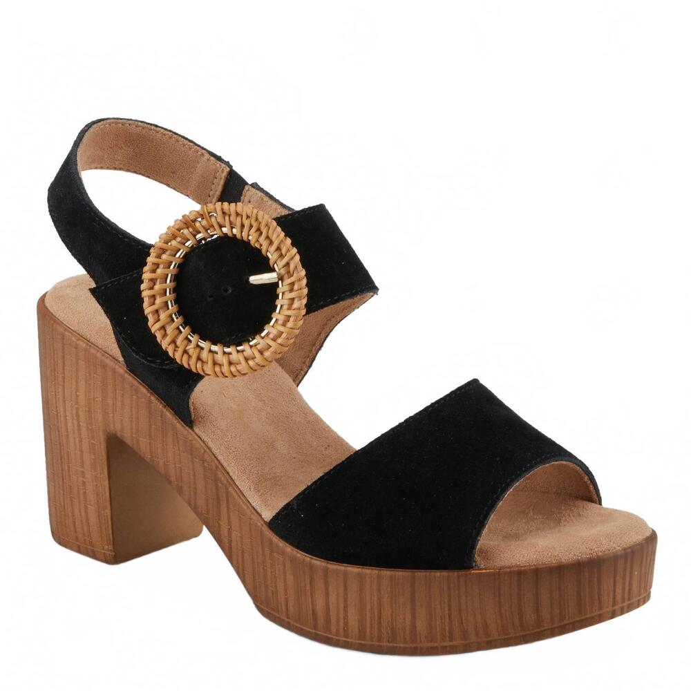 NEW SPRING STEP SHOES women's gamona leather platform sandal shoe in black suede